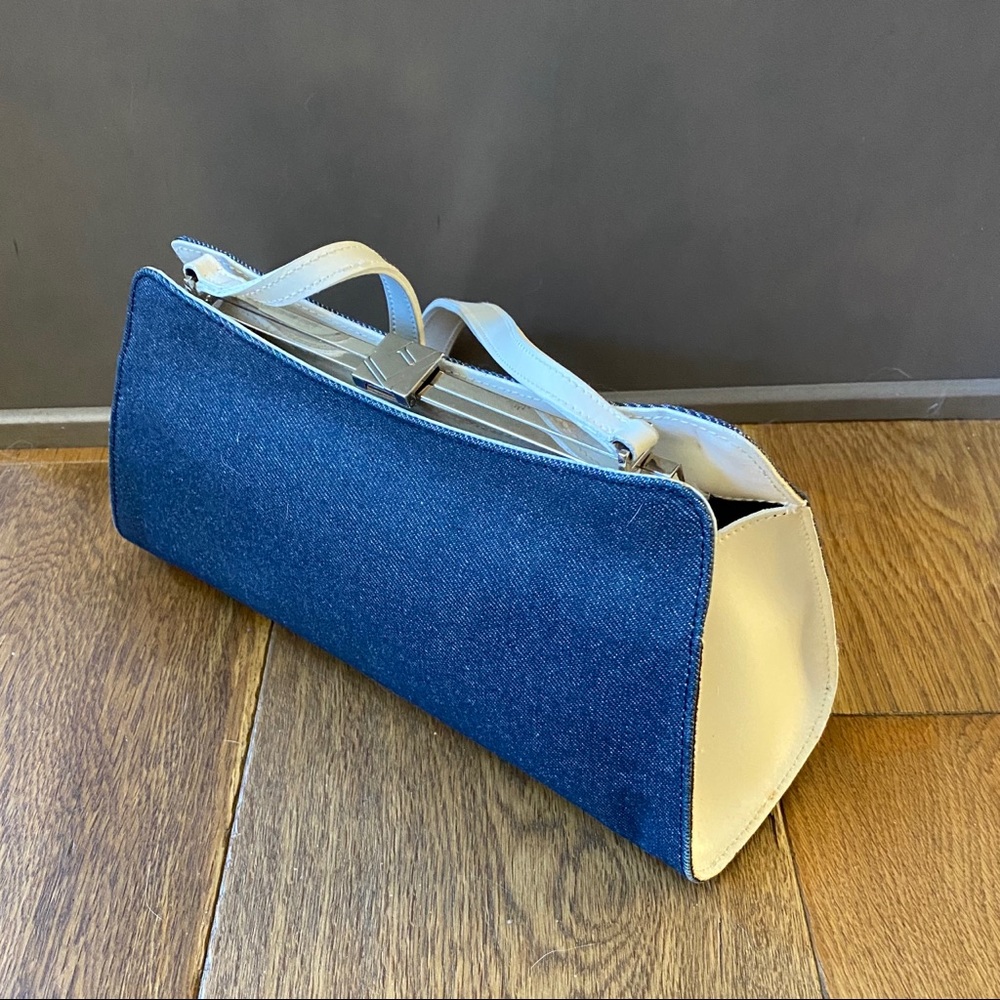 FURLA Leather & Denim Frame Bag